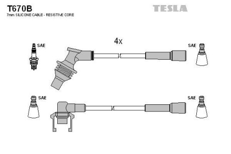 Комплект кабелів запалювання Tesla Motors t670B