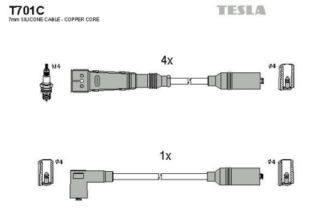 Комплект кабелів запалювання Tesla Motors t701C