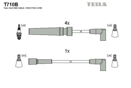 Провода свечные Нексия 1,5 16V/Эсперо (силикон) Tesla Tesla Motors t710B