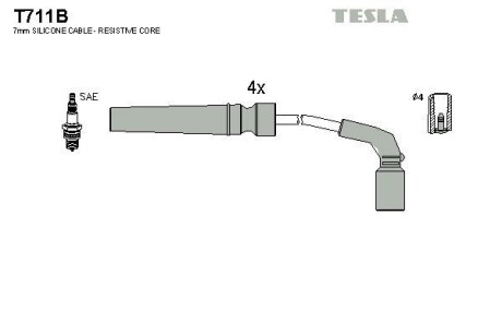 Купити Провода високої напруги ЛАНОС1.6 "TESLA" Daewoo Nubira, Lanos, Chevrolet Aveo Tesla Motors t711B (фото1) підбір по VIN коду, ціна 982 грн.