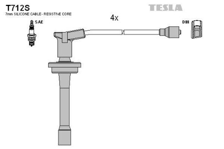 Провода свечные 406 (с наконечником) (силикон) Tesla Tesla Motors t712S