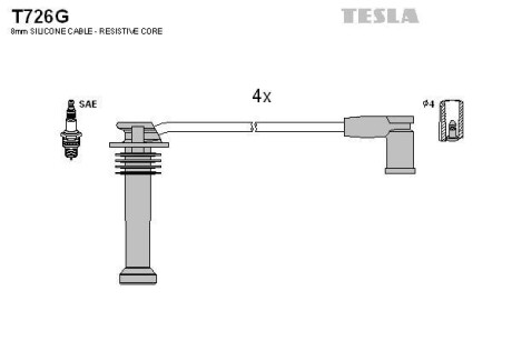 Купити К-т дротів високої напруги Tesla Motors t726G (фото1) підбір по VIN коду, ціна 1135 грн.