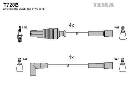 Комплект кабелів запалювання Tesla Motors t728B