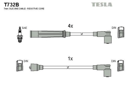 Комплект кабелів запалювання Tesla Motors t732B