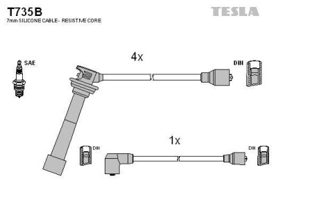 Комплект кабелей зажигания Tesla Motors t735B