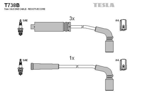 Провода свечные Ланос 1,5/Нексия/Авео (силикон) Tesla Tesla Motors t738B