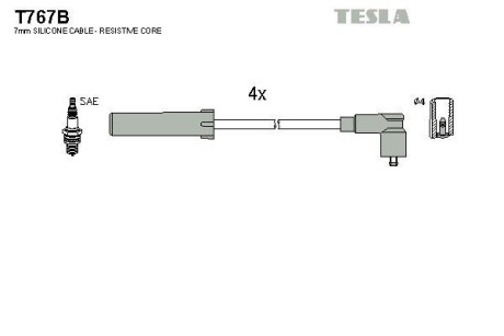 Дроти високовольтні, комплект Renault Kangoo express 1.2 (98-01) TESLA BLATNA Tesla Motors t767B