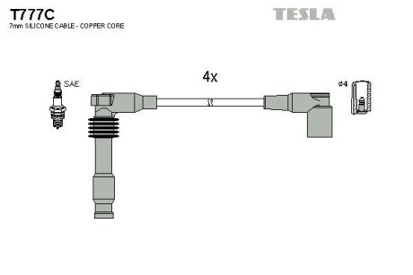 Провода свечные Лачетти 1,8 (силикон) с медной жилой Tesla Tesla Motors t777C