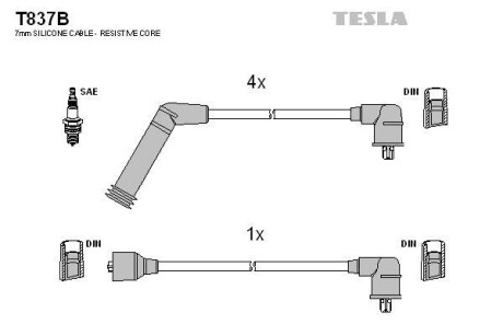 Комплект кабелей зажигания Tesla Motors t837B