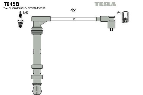 Комплект кабелів запалювання Tesla Motors t845B