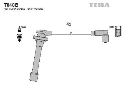 Дроти високовольтні, комплект Nissan Primera 1.6 (96-02) TESLA BLATNA Tesla Motors t848B