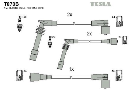 Провода высоковольтные, комплект Opel Vectra b 1.6 (95-03),Opel Vectra b 1.6 (95-02) TESLA BLATNA Tesla Motors t870B