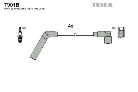 Провода высоковольтные, комплект Mitsubishi Colt v 1.5 (99-03) TESLA BLATNA Tesla Motors t901B