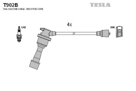 Провода высоковольтные, комплект Mitsubishi Santamo 2.0 (99-04) TESLA BLATNA Tesla Motors t902B