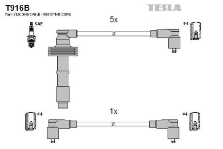 Комплект кабелів запалювання Tesla Motors t916B