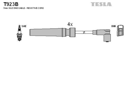 Провід свічкові Лачетти 1,6 (силікон) Tesla Tesla Motors t923B