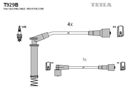 Провода высоковольтные, комплект Opel Vectra B (96-03) TESLA BLATNA Tesla Motors t929B