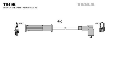 Комплект кабелів запалювання Tesla Motors t949B