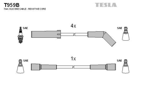 Комплект кабелів запалювання Tesla Motors t959B