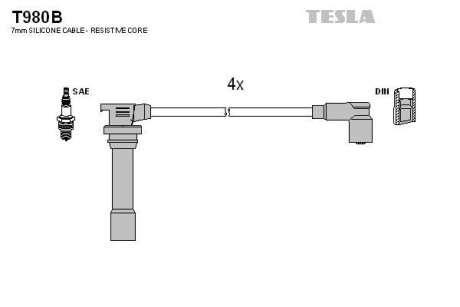 Провода высоковольтные, комплект Mazda 323S (94-02) TESLA BLATNA Tesla Motors t980B