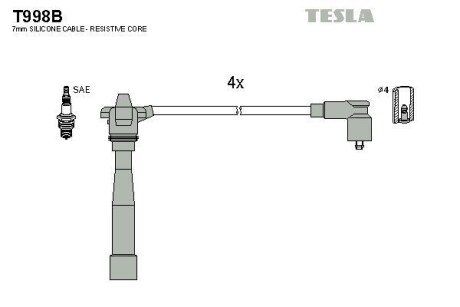 Комплект кабелів запалювання Tesla Motors t998B