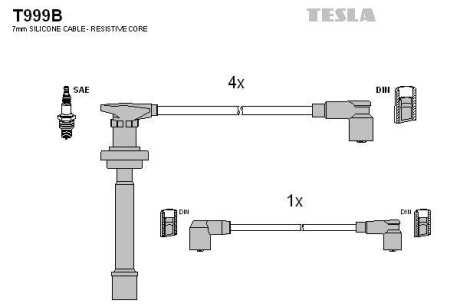 Провода высоковольтные, комплект Nissan TESLA BLATNA Tesla Motors t999B