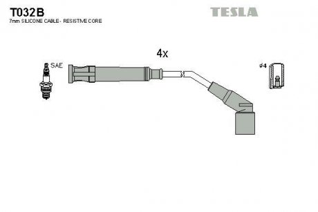 Комплект кабелів запалювання TESLA t032B