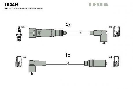 Комплект кабелей зажигания TESLA t044B