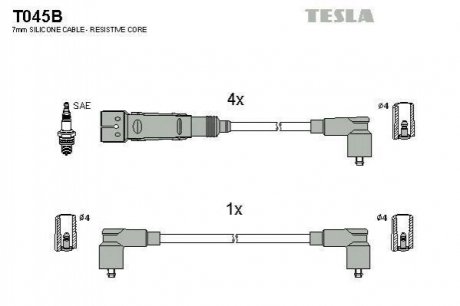 Комплект кабелей высоковольтных TESLA t045B