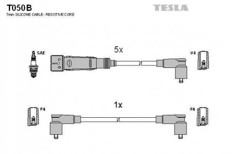 Комплект кабелей зажигания Audi 100, 80, Volkswagen Passat, Transporter TESLA t050B