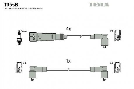 Комплект кабелей зажигания TESLA t055B