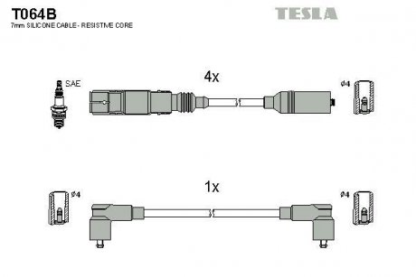 Комплект кабелей зажигания TESLA t064B