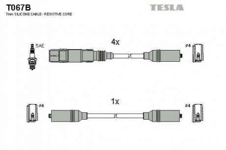 Купить Комплект кабелей зажигания Volkswagen Sharan TESLA t067B (фото1) подбор по VIN коду, цена 1471 грн.