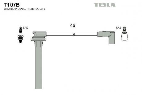 Комплект кабелів запалювання TESLA t107B