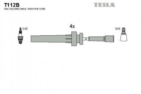 Купить Комплект кабелей зажигания Chrysler Voyager TESLA t112B (фото1) подбор по VIN коду, цена 1028 грн.