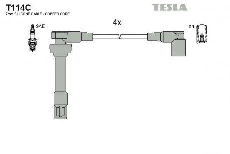 Комплект кабелей зажигания TESLA t114C