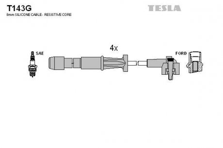 Комплект кабелей зажигания TESLA t143G