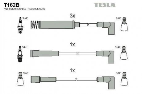 Купить Комплект кабелей зажигания Opel Kadett, Ascona, Astra, Corsa TESLA t162B (фото1) подбор по VIN коду, цена 818 грн.