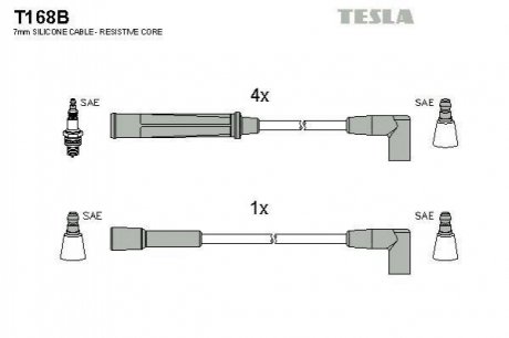 Комплект кабелей зажигания Opel Kadett TESLA t168B