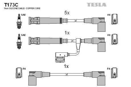 Комплект кабелей зажигания TESLA t173C