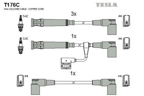 Комплект кабелей зажигания TESLA t176C