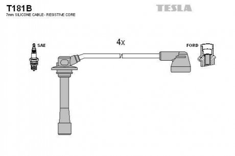 Комплект кабелей зажигания Mazda 626 TESLA t181B