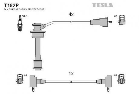Комплект кабелей зажигания TESLA t182P