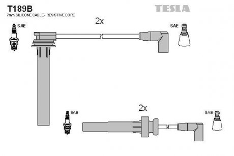 Комплект кабелів запалювання TESLA t189B
