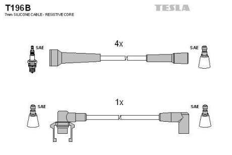 Комплект кабелей зажигания Volvo 480, 440, 460 TESLA t196B