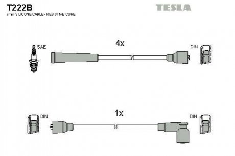 Комплект кабелей зажигания TESLA t222B