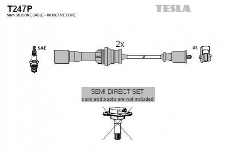 Кабель запалювання к-кт Mazda 323 98-04 1,5 TESLA t247P