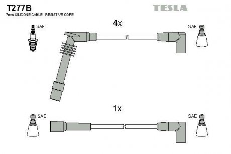 Купить Комплект кабелей зажигания Opel Astra TESLA t277B (фото1) подбор по VIN коду, цена 718 грн.