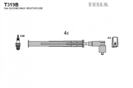 Комплект кабелей зажигания TESLA t319B