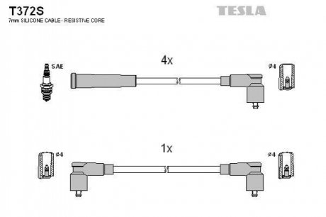 Купить Комплект кабелей зажигания Skoda Felicia TESLA t372S (фото1) подбор по VIN коду, цена 628 грн.